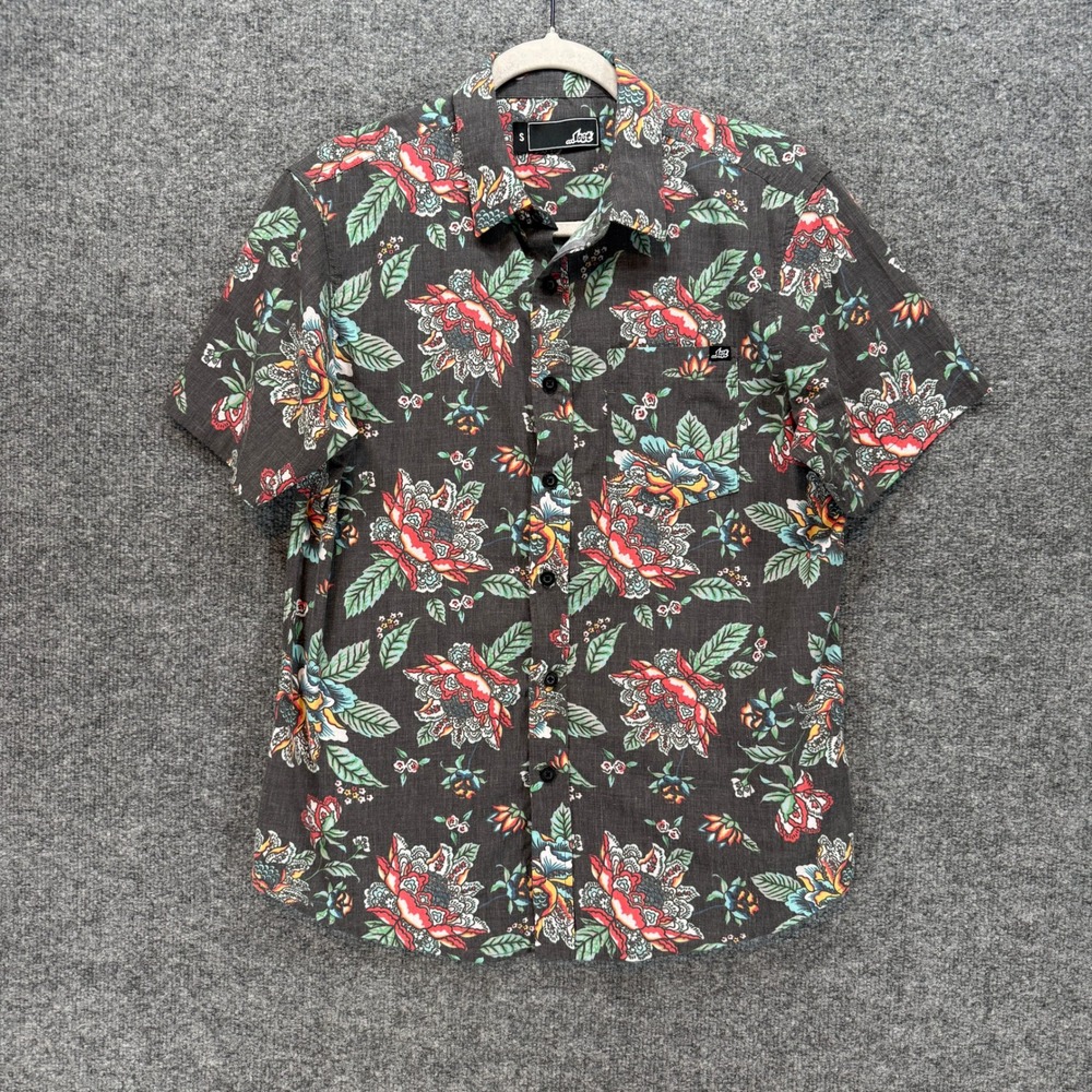 Lost Enterprises Button Up Shirt Mens Small Floral Hawaiian Beach Skate Casual